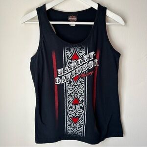 Harley-Davidson Jamaica Tank Black with Red and White Design - Size Med